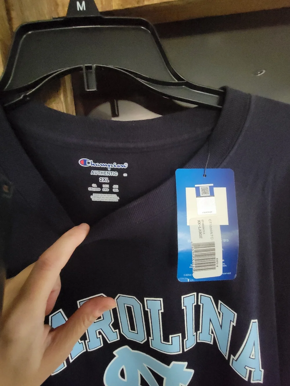 NWT Champion Navy Carolina Tar Heels Graphic Tee with Light Blue Logo - Picture 2 of 3